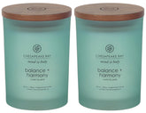 Chesapeake Bay Balance Harmony candle in frosted jar with water lily and pear fragrance for soothing scent ambience.