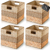 Chi An Home 12x12 folded wicker storage bin for tidy cube shelves, space-saving.