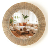 Chi An Home 24-inch natural jute mirror with rustic texture for living spaces.