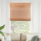 CHICOLOGY Bamboo Roman Shade light-filtering creates a warm glow in living spaces.
