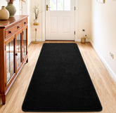 Chicrug 2x6 runner in black, top view showing slim profile for tight hallways