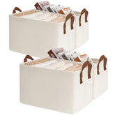 CHICVITA closet storage bin beige top view highlights spacious interior for wardrobe organization