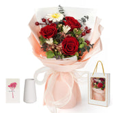 Childom preserved rose bouquet of 3 roses in vibrant color for long-lasting display