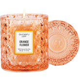 Chloefu LAN Orange Blossom Candle in a jar for bright citrus ambiance.