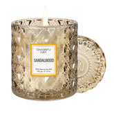 Chloefu LAN sandalwood candle in brown container for warm, sophisticated ambiance and relaxation
