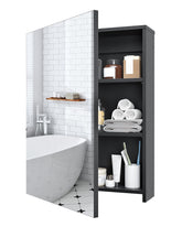 CHOEZON bathroom cabinet mirror in black enhances morning routines with clear reflection.