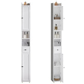 ChooChoo narrow cabinet front view shows space-saving profile for tight bathrooms