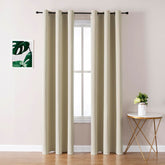 ChrisDowa blackout curtains beige fabric close-up showing soft texture and modern style
