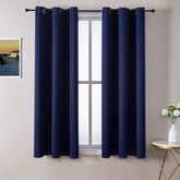 ChrisDowa grommet blackout curtains navy front view shows 2-panel setup for modern rooms