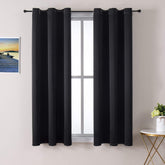 ChrisDowa grommet curtains close-up of soft fabric, ideal for cozy bedroom ambiance.