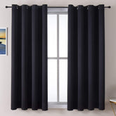 ChrisDowa grommet blackout curtains front view; two-panel design blocks daylight for better sleep.