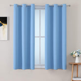 ChrisDowa sky-blue grommet curtain panel on window for sleep