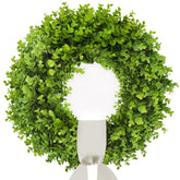 ChrisXiao 20-inch boxwood wreath on front door with year‑round appeal