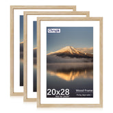 Chrspk 20X28 natural oak poster frame front view with crystal-clear Plexi protection