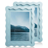 Chrspk 5x7 blue wavy frame front view with mat for 4x6 photos