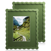 Chrspk 8x10 green wavy frame front view with glass for clear, protected memories.