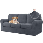 CHUN YI 7-piece couch covers show a snug fit and pet-friendly protection.