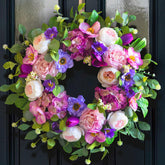 CHvista spring wreath front door blush roses detail enhances curb appeal and year round charm.