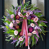 CHvista Spring Wreath Front Door — vibrant blooms create a welcoming entry