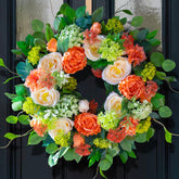 CHvista ivory roses wreath adds curb appeal on front door