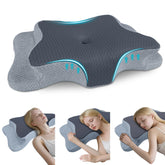 CHxxy cervical pillow demonstrates ergonomic contour for better neck alignment.