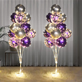 Cicicooie floor balloon stand kit in purple and silver for elegant party decor.