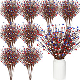Cindeer patriotic berry stem pick for 4th of July decor, adds festive color easily.