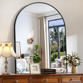 Circumi arched mirror 36x48 front view enhances a modern bathroom or living space