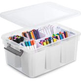 Citylife 17 qt storage bin with clear lid for quick content identification.