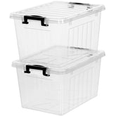 Citylife 22qt clear storage bin with lid for easy visibility.