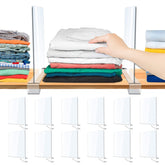 clbutge 12-pack acrylic shelf dividers for organized storage and easy access.