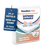 CleanRest PRO box spring encasement zip click for a secure fit and easy removal.