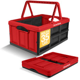CleverMade collapsible 32L basket open with sturdy handles for groceries.