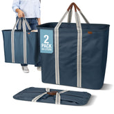 CleverMade collapsible laundry caddy open for easy loading and transport