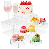 Cliselda 6-piece clear acrylic boxes in 8x8x6 inch size for vivid dessert display