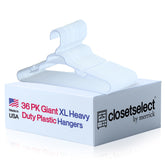 ClosetSelect 19XL plastic hanger with giant design supports bulky coats without sagging.