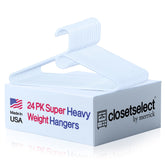 ClosetSelect super-heavy-duty hanger in a 24-pack holds heavy garments securely.