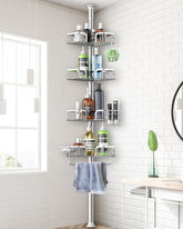 Clothink corner shower caddy four-tier baskets for organized bathroom storage