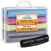 Clotho Turkish Beach Towel Set 4 folded for compact travel and storage.