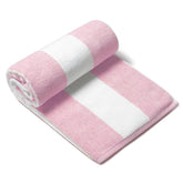 CLOWOOD plush oversized pink striped beach towel for poolside lounging