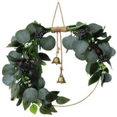 CMINAUS eucalyptus wreath front door with olive and berry accents, inviting seasonal charm.
