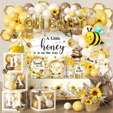 Cocomigo bee baby shower backdrop for a charming photo moment.