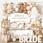 Cocomigo boho bridal shower backdrop enhances photos with cohesive color and style.