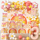 Cocomigo Young Wild and Three banner for a vibrant 3rd birthday backdrop.