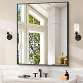 COFENY 30x36 black rectangle mirror with frame delivers distortion-free reflections in any room.
