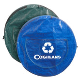 Coghlan's pop-up trash bin front view highlighting spacious 29.5-gallon capacity for camping.