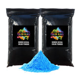 Color Blaze black-out packaging with blue powder for discreet gender reveal setup.