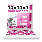 Colorfil 14x14x1 air filter two-pack ready for replacement with pet-friendly design
