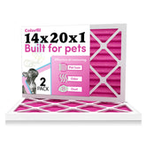 Colorfil 14x20x1 filter shows pink-to-yellow color shift signaling odor filtration.