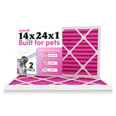 Colorfil 14x24x1 air filter shows pink color-change indicator signaling odor filtration.
